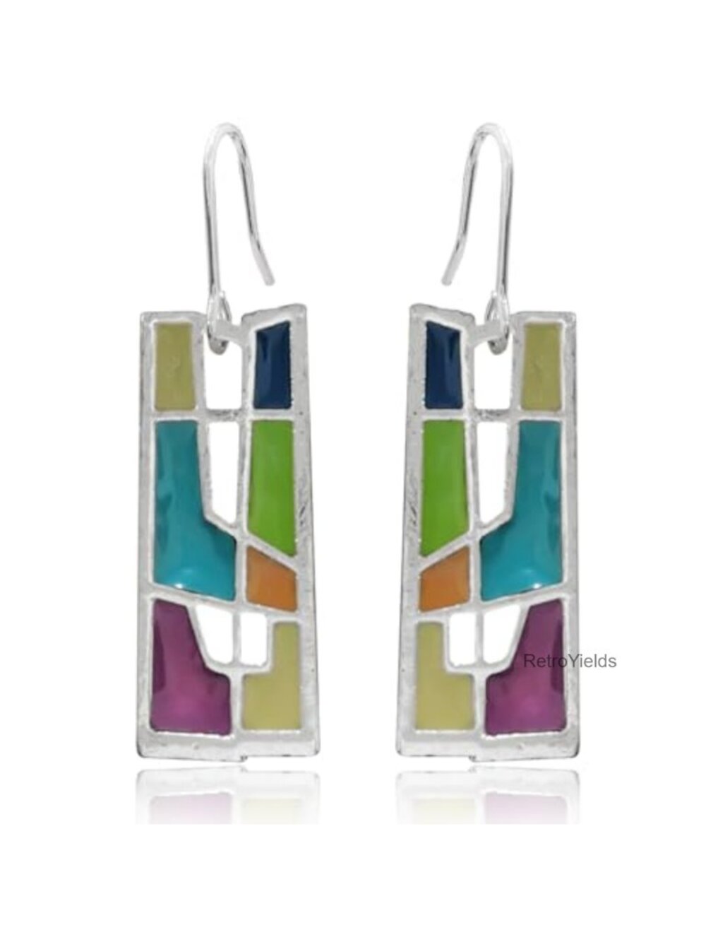 Handmade Bohemian Dangle Earrings Colorful Geometric Hollow Square Drop Earrings
